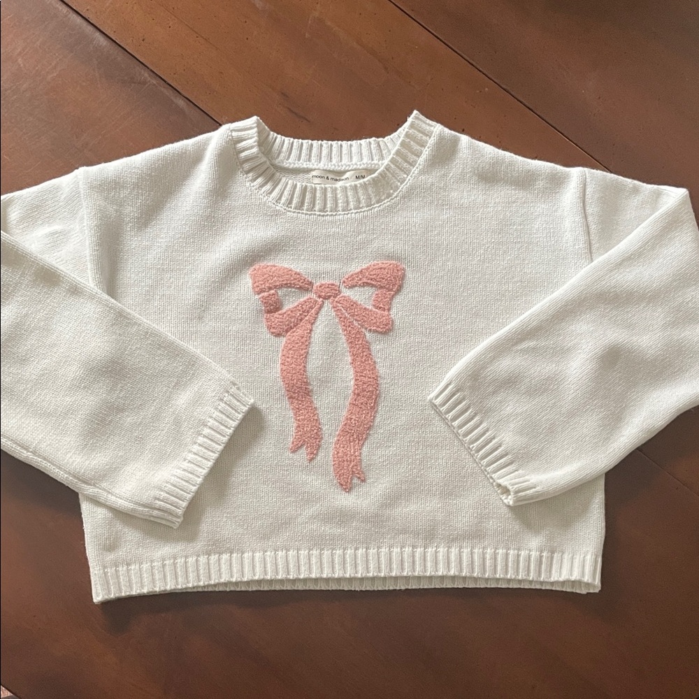 moon & madison Cream Ribbed Knit Crew